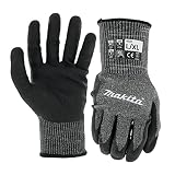Makita Unisex FitknitÂ T 04145 Advanced FitKnit Cut Level 7 Nitrile Coated Dipped Gloves Large X Large, Gray/Black, Large X-Large US