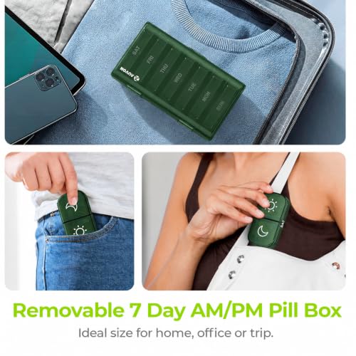 Image of AUVON Weekly Pill Organizer 2 Times a Day, One-Sided Opening, Easy to Use