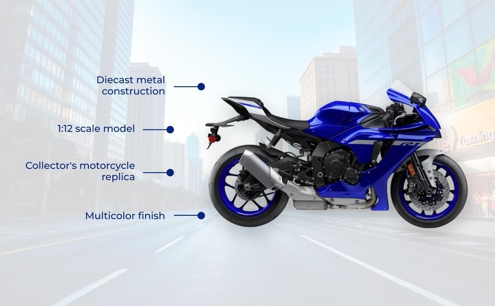 Image of PLUSPOINT Diecast R1 Motorcycle Toy Bike 1:10 Scale Model Vehicles Alloy Simulation Super Bike Also for Car Dashboard Adult Alloy Motorbike Toy Simulation Model Vehicle Toy Street Machine Kids Gift