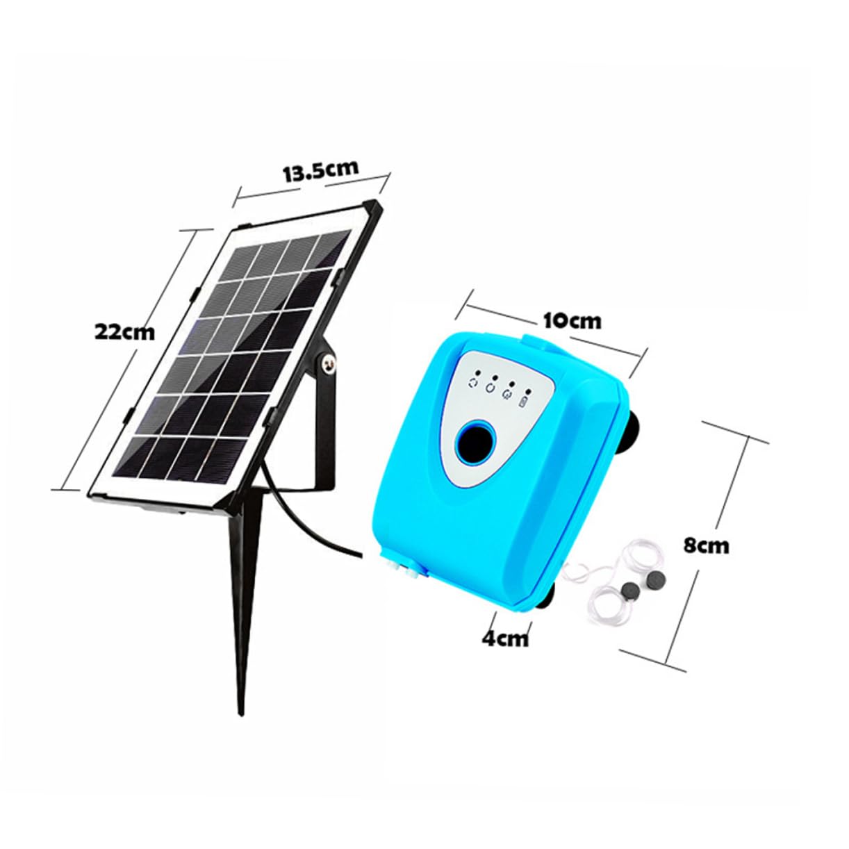 Yardwe Solarbetriebene Sauerstoff Aquarium Pumpe mit 2 Ausblasöffnungen USB Aufladbar Kunststoff für Aquarium und Fischbecken im Außenbereich