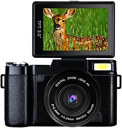 COMI TECH Digital Camera Vlogging Camera Full HD1080p 24.0MP Camera 3.0 Inch Flip Screen Camera with Retractable Flashlight Vlogging Camera for YouTube, G02F