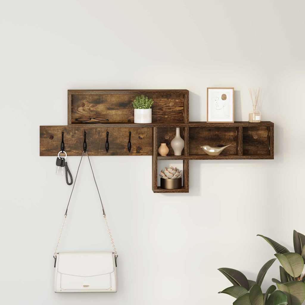 Table de chevet murale en chêne fumé au design moderne et finitions premium
