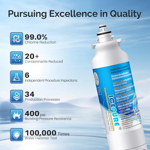 Image of ICEPURE ADQ73613401 Refrigerator Water Filter Replacement for LG LT800P, Kenmore 9490, 46-9490, ADQ73613403, ADQ73613402, LSXS26326S, LSXS26366S, LMXC23746S, LMXC23746D, LMXS30776S, RWF3500A, 5PACK
