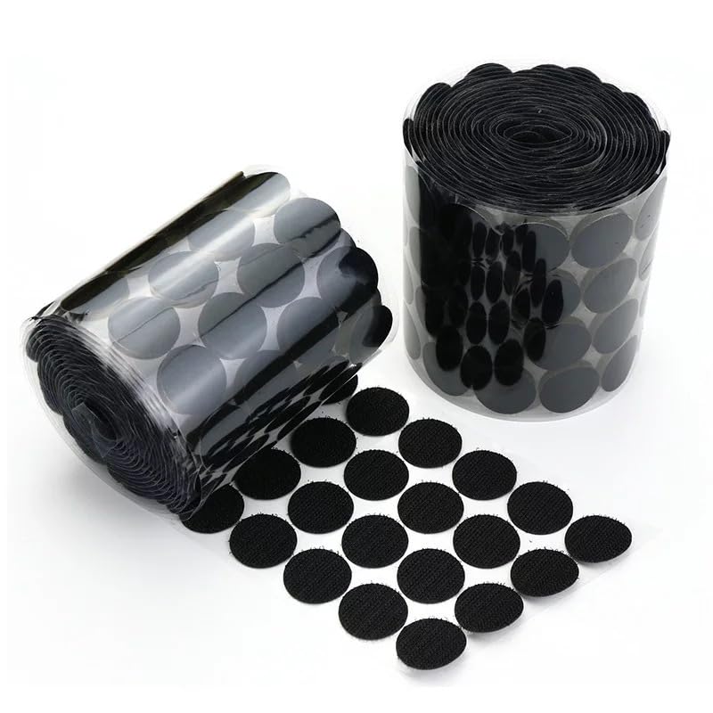 1000-2000 Pares 10/15/20mm Puntos autoadhesivos Cinta de sujeción Transparente for bebés Pegamento Fuerte Pegatina Monedas Redondas Gancho Cinta Adhesiva (Color : 20mm Black, Size : 2000pairs Loop h