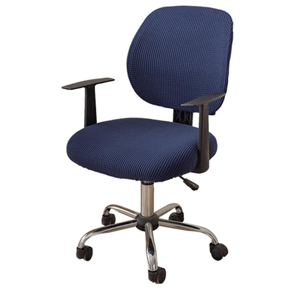 Morbuy Pack of 2 Office Chair Cover Stretch, Universal Split Office Chair Seat Cover Removable Washable Rotating Swivel Chair Slipcover for Computer Office Armchair Protective Covers (Navy blue)