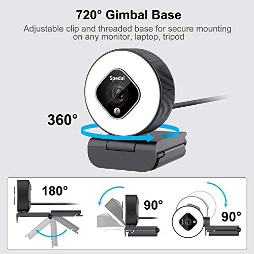 1080P HD Webcam mit Ringlicht Autofokus Webcam Zoom Live-Streaming Webcam mit Mikrofon und Stativ USB Kamera für PC Videoanrufe aufzeichnen Online-Kurs Mac Windows – Bild 7