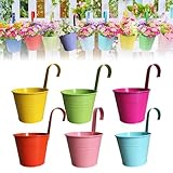 ALINUOYQ 6/10 Stück hängende Blumentöpfe, 9,9 cm, hängende Pflanzgefäße, Geländer, Pflanzgefäß, Eisen, Gartentöpfe, Balkon, Zaun, Metalleimer, Blumenhalter, Pflanzgefäß for drinnen und drauß
