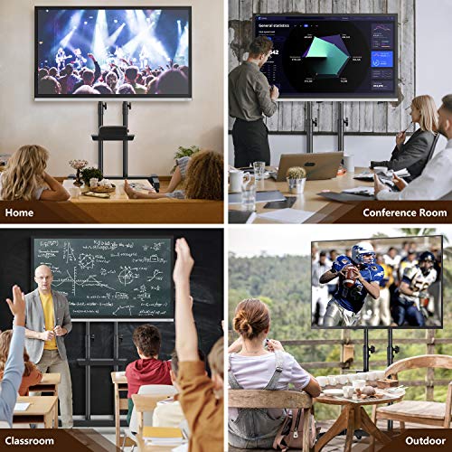 Mobile Tv Stand Rolling Tv Cart Floor Stand With Mount On Lockable Wheels Height Adjustable Shelf For 32-80 Inch Tv Stand Flat Screen Or Curved Tvs Monitors Display Trolley Loading 110 Lbs #TOP1