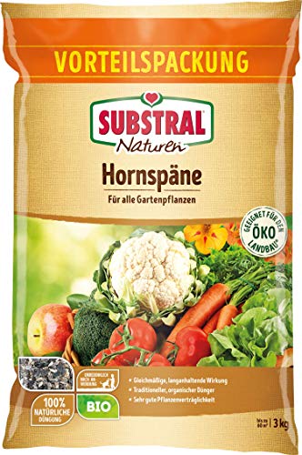 Substral Naturen Bio Hornspäne, 3 kg, natürlich organischer Stickstoffdünger mit Sofort- und Langzeitwirkung