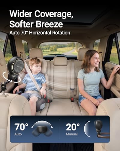MAMAZING Portable Stroller Fan for Cooling, 70° Auto Oscillation, 5000mAh - 5