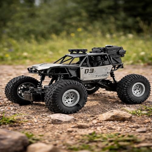 Image of Braintastic Rock Climbing RC Cart Off-Road Rock Crawler Truck Vehicle 2.4ghz 2wd 1: 20 Radio Remote Control Car Toys for Kids 5+ Years (Rock Crawler 1:16 Grey)