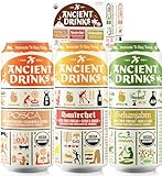 ANCIENT DRINKS Apple Cider Vinegar Beverage with Electrolytes, Vitamins, & Probiotics, Organic, Super-Hydrating Sports Drink - Mixed Pack (Posca, Switchel, Sekanjabin) - 16 fl oz (12 cans)