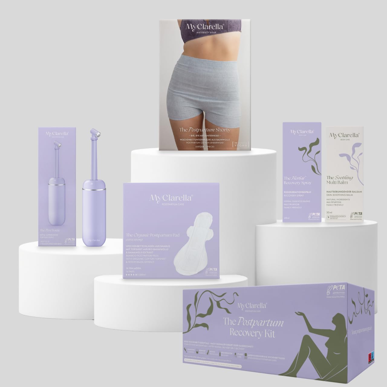 Wochenbett Geschenk Set | Pflegepaket für Neumamas nach der Geburt| Inkl. Einwegunterwäsche, extra starke Binden, Intimdusche, Brustwarzencreme, Regenerationsspray & Wochenbett Guide