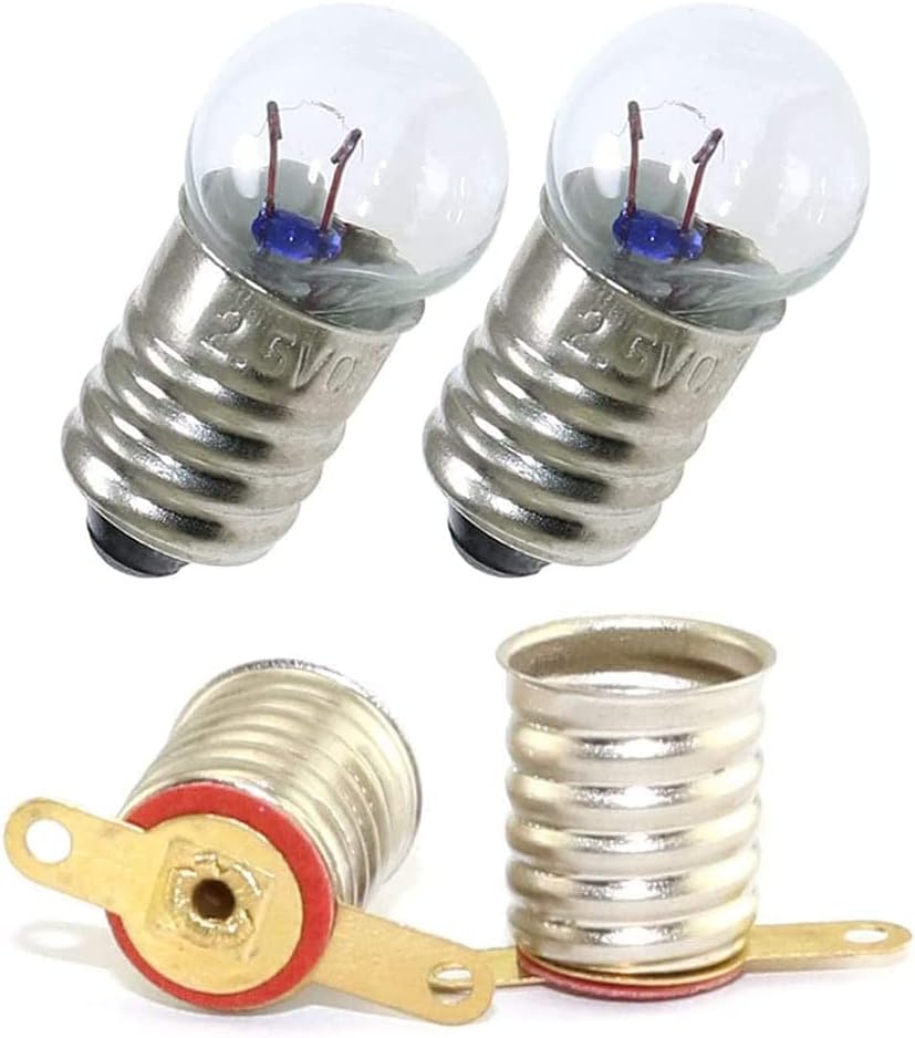 MEETOOT 10pcs E10 Mini Light Bulbs 2.5V 0.3A Physical Electrical Experiment Screw Base Indicator Light Incandescent Bulb Old-Fashioned Flashlight Lamp