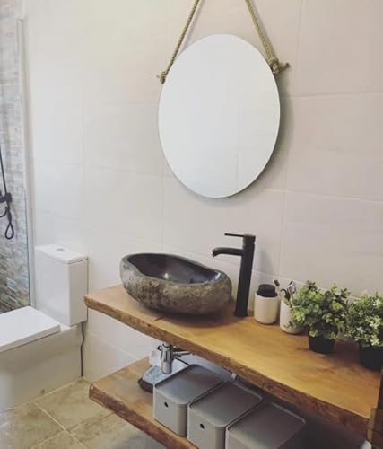 Daonanba Basin River Stone Oval Bathroom Sink Basin Stable Fashion Vessel Sink (14.9"-17.7") X (11.8"-13.8") X 5.9" #TOP7