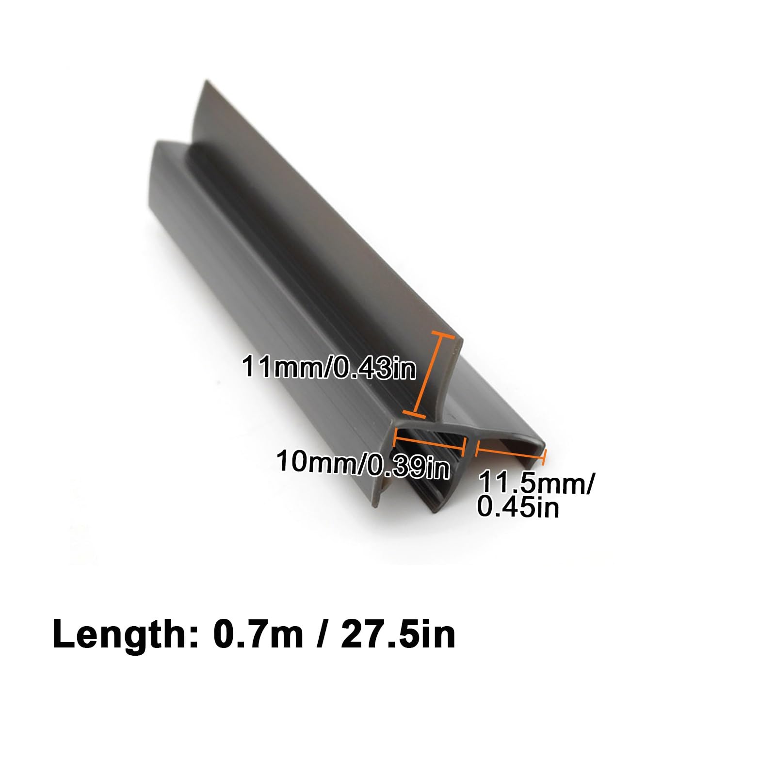 Goma Mampara Ducha Inferior, Tapón de Agua de PVC de 0,7 M, Recorte Arbitrario, Burlete de Retención de Agua for Baño(Gray,10mm/0.39in)