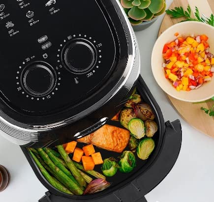 Moradiya Fresh Air Fryer Oven, 4.0 L / 1500W Oven with Touch Control Panel, 6 Cooking Presets Timer Selection and Fully Adjustable Temperature Control with (Black)