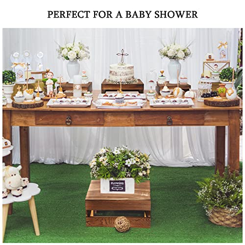 Sieral 4 Pieces Wood Cupcake Display Stand Decorative Dessert Appetizer Cake Stand Risers Wooden Crate Rustic Cake Stand Risers For Decor Wooden Crate Style Storage Organizer For Party (Rustic Color) #TOP6