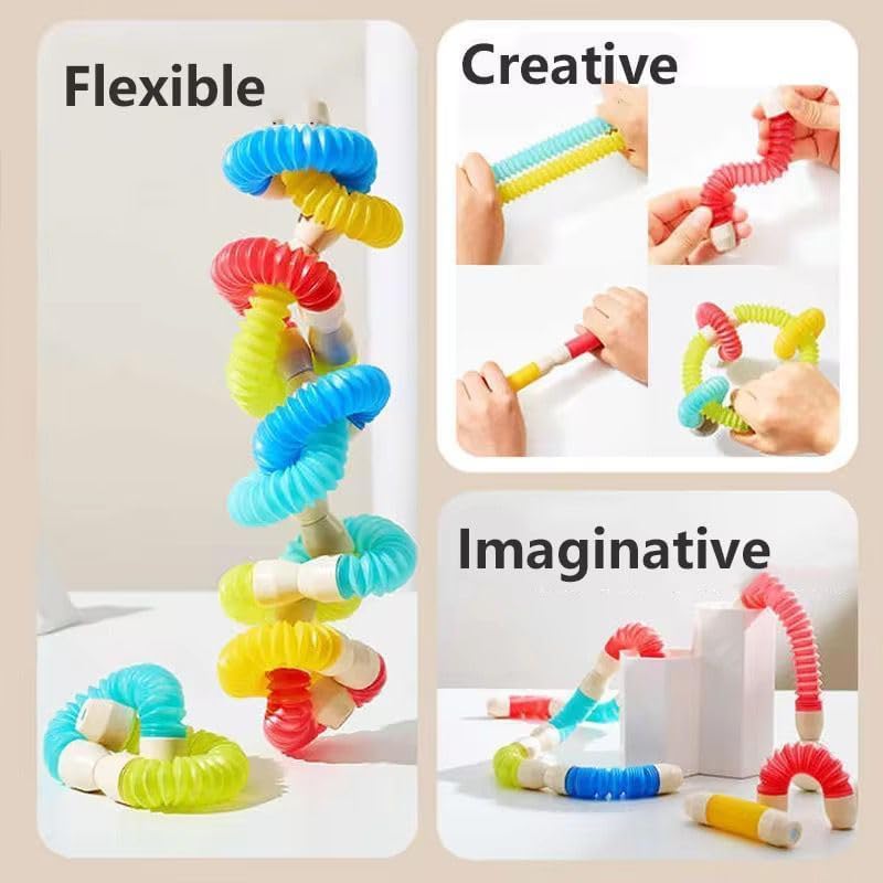 Image of LONGMIRE Plastic Baby and Toddler Baby First's Block Shape Sorter Colors ABCD Shape Toys for 1 Year Old Girl (Multi Color) (42 Flexible Magnetic Sticks)