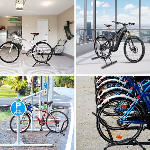 Auwey Bike Stand Floor Bike Stand Rack Bicycle Floor Stand Bike Parking Rack Stand Bike Storage Stand Perfect for 16\"-29\" Front and Rear Wheel Parking Rack Stand
