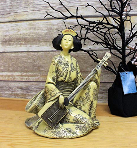 Wpyst Japanese Okimono Geisha 芸者 げいしゃ Figurine Statue In Faux Ivory For Home Office Desktop Table Decor G16656 #TOP1