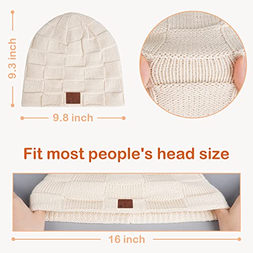 Deegotech Bluetooth Beanie Hat, Christmas Stocking Stuffers Tech Gifts For Women, Bluetooth 5.0 Music Hat With Headphones For Friend Men Women Teen Boys Girls-Beige #TOP2