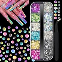 qiipii 3D Aurora Bubble Beads Nail Charms Colorful Mermaid Gems Nail Art Circular Dewdrop Water Droplets Glass Rhinestones Colored Pearls Y2K Nail Charms Flatback Diamond for Nails Face Eyes Crafts