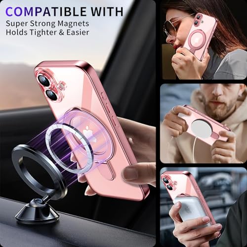 Image of Magnetic for iPhone 17 Case with Invisible Stand[Compatible with MagSafe][Full Camera Lens Protector][Military Drop Protection] Shockproof Not Yellowing Clear Slim Soft for Women Men