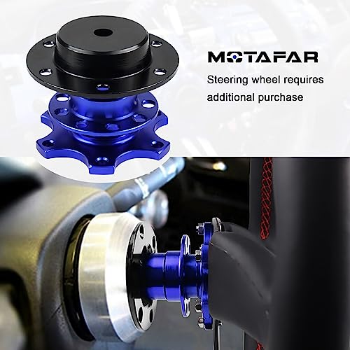 MOTAFAR Steering Wheel Quick Release, Universal 6 Hole Snap off Boss Kit for Race/Rally/Motorsport[Horn Button Not Supported](Blue) - Thumbnail 5