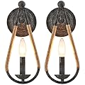 VANZARLA Rustic Wall Sconces Set of 2, 1-Light Simple Vanity Light Bedside Wall Light Fixture for Farmhouse Porch Entryway Laundry Bathroom Bedroom