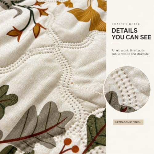 Image of BSB HOME Premium 280 GSM Quilted Comforter, Soft Plush Floral Printed Bedspread, Cozy Warm Reversible Blanket for Bedroom, Elegant Winter Bedding Comforter, 80 x 85 Inches (203 x 215 cm) - Warm Pearl
