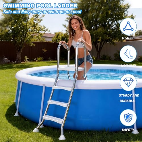 Escalera para piscina elevada con 3 peldaños doble cara miniatura 4