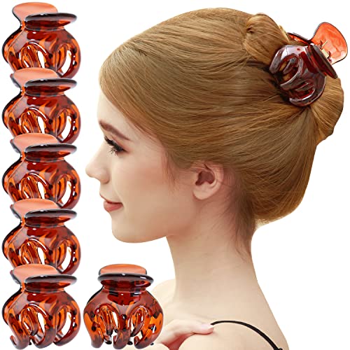 Pinzas de cabello octopus 6 pzas marrón grande miniatura 1