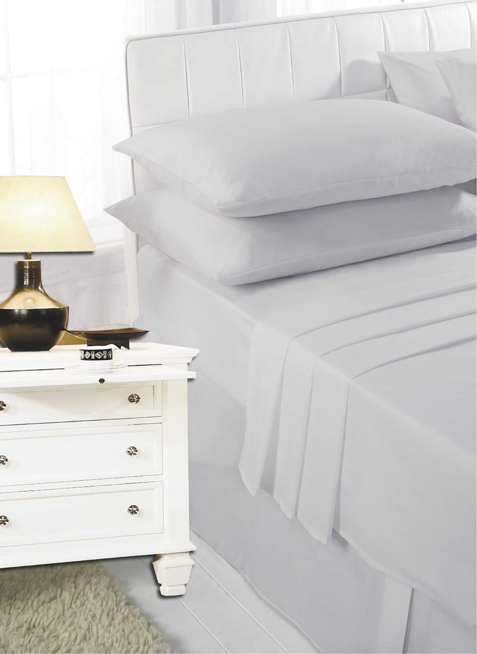 Amberlinnen Ltd Silver 100% Poly Cotton Bed Sheets Sets (Flat+Fitted Sheet+Pillowcase) (, King)
