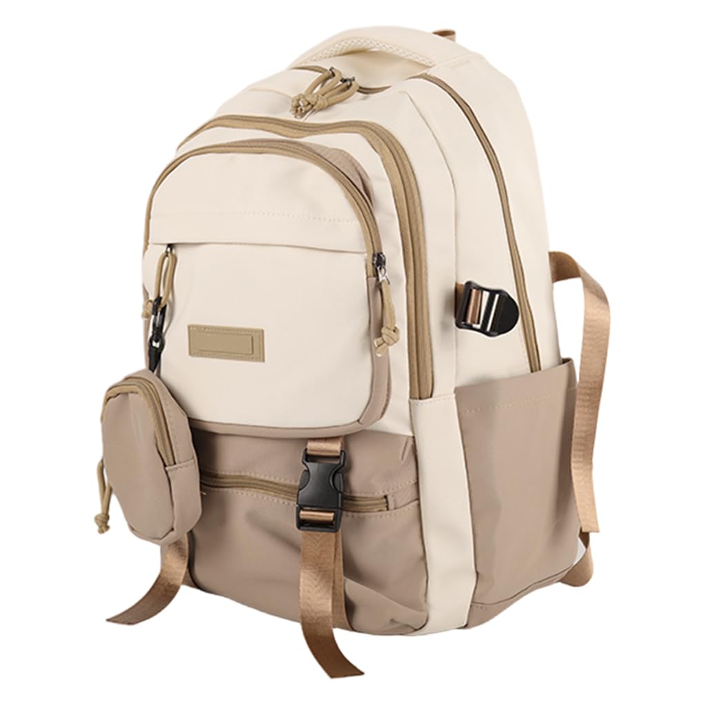 Laptop Backpack for Women Men, College School Bag with USB Charging Port, Waterproof Travel Daypack, Lightweight Casual Computer Backpack Fit 15.6 Inch Laptop - Khaki-image-5