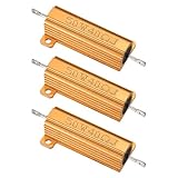 PATIKIL 50W 40 Ohm Aluminum Shell Resistor, 3Pcs Aluminum Housing Resistor, 5% Tolerance Wirewound Resistors Screw Tap Chassis Mounted, Golden