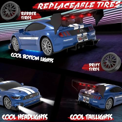 Image of Bestie toys Remote Control Car 25Kmph, 2.4Ghz Rc Drift Car, RC, Drift Car Remote Control, Flexible PVC Shell, Long Range with Multi LED Lights Gost Blue