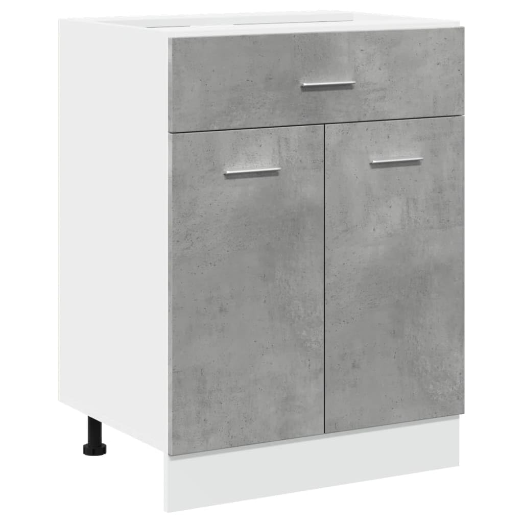 vidaXL Unterschrank Lyon Kollektion, Beton Grau, 60x46x81,5 cm, Holzwerkstoff, Badezimmer & Küche Aufbewahrung, Unterbeckenschrank, Wandmontierbar, Wohnaccessoire