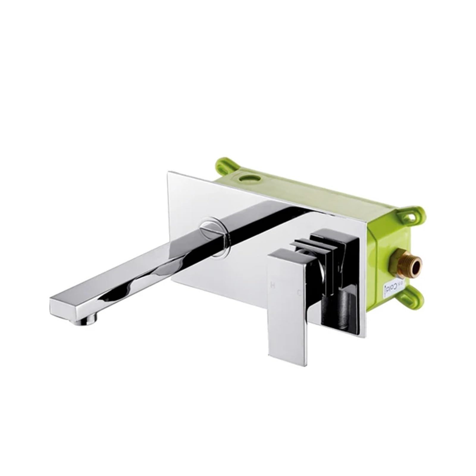 DFGHNBVC Bathroom Basin Sink Faucet Wall Mounted Square Chrome Brass Mixer Tap With Embedded Box Mixer Tap Faucet,C