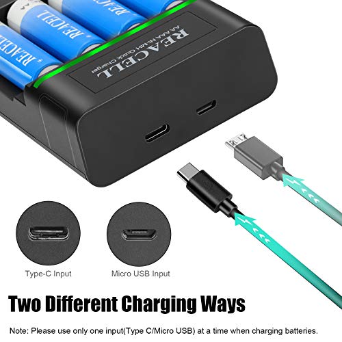 Reacell 1 Hour Aa Aaa Battery Charger For Nimh Rechargeable Batteries, Type-C Input For Double A Batteries And Triple A Batteries (4 Slots Fast Charger) #TOP3