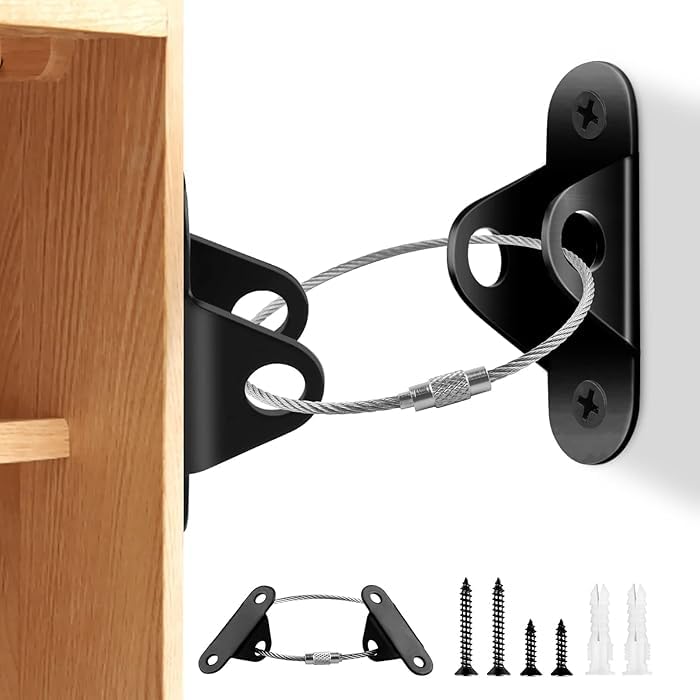 FYCAN (2 Pieces) Anti-tip Furniture Anchor Kit, Metal Furniture Belts, Baby Safety Belts, Furniture Wall Belts, Secures Heavy Fall Furniture Prevention Belts for Toddlers and Pets Straps -Multi