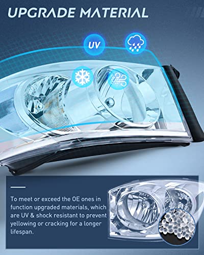 Image of Nilight 2007 2008 2009 Dodge Ram Headlight Assembly 2 Pack Compatible with 2006-2008 Dodge Ram 1500 2006-2009 Dodge Ram 2500 3500 Headlamp Replacement Driver and Passenger Side