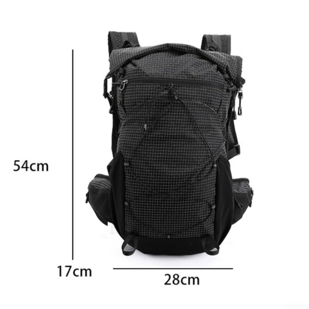 Zaino da trekking impermeabile da 25 l, leggero, con sistema posteriore traspirante, strisce riflettenti (nero)