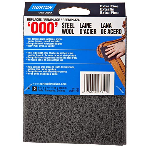 Image of Norton Abrasives Wool Pad, Synthetic Fine Steel Wool Pad, Extra Fine, Pack of 20