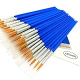 SUNKISTY Children's Art Paintbrushes, Little Painting Brushes with Plastic Handle for Kids Blue (Rou