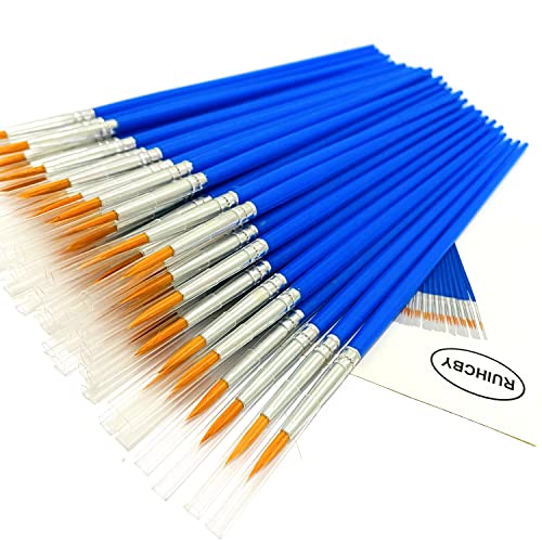Sunkisty Children's Art Paintbrushes, Little Painting Brushes With Plastic Handle For Kids Blue (Round Tip 100Pcs) #TOP2