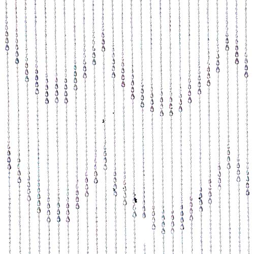 Flavorthings Raindrop Beaded Curtain Door String Curtain Wall Panel Window Room Divider Blind For Wedding Coffee House Restaurant Parts Home Decoration(Metallic Silver, 1Pc,3Ft X 9Ft) #TOP6