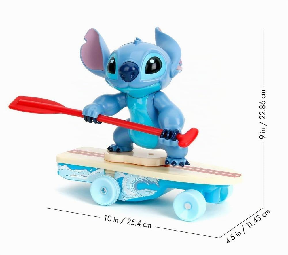 Jada Disney Stitch Surfer – Charakter dreht Sich um 360 ° – aufsteht von alleine – offiziell lizenziert – ab 3 Jahren