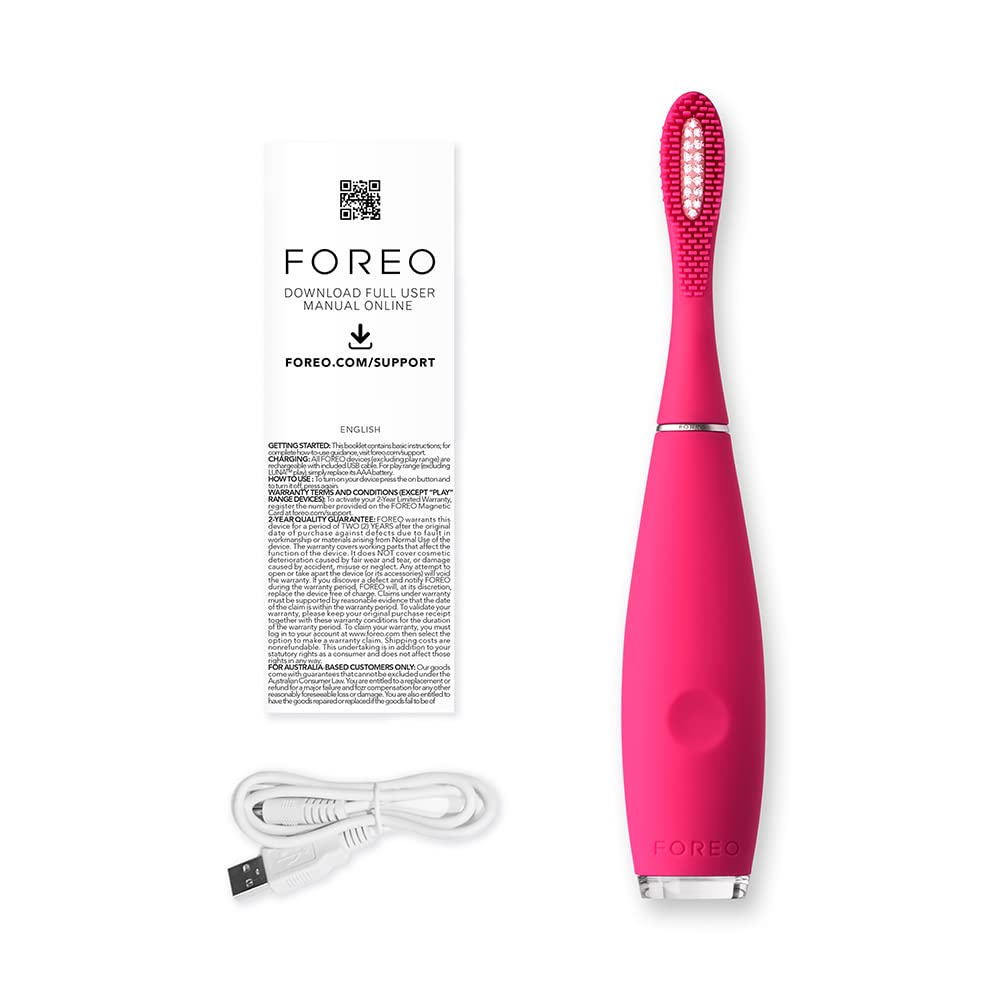 FOREO ISSA Kids - Spazzolino da denti sonico in silicone, per bambini dai 5 ai 12 anni, rosa naso, ippopotamo