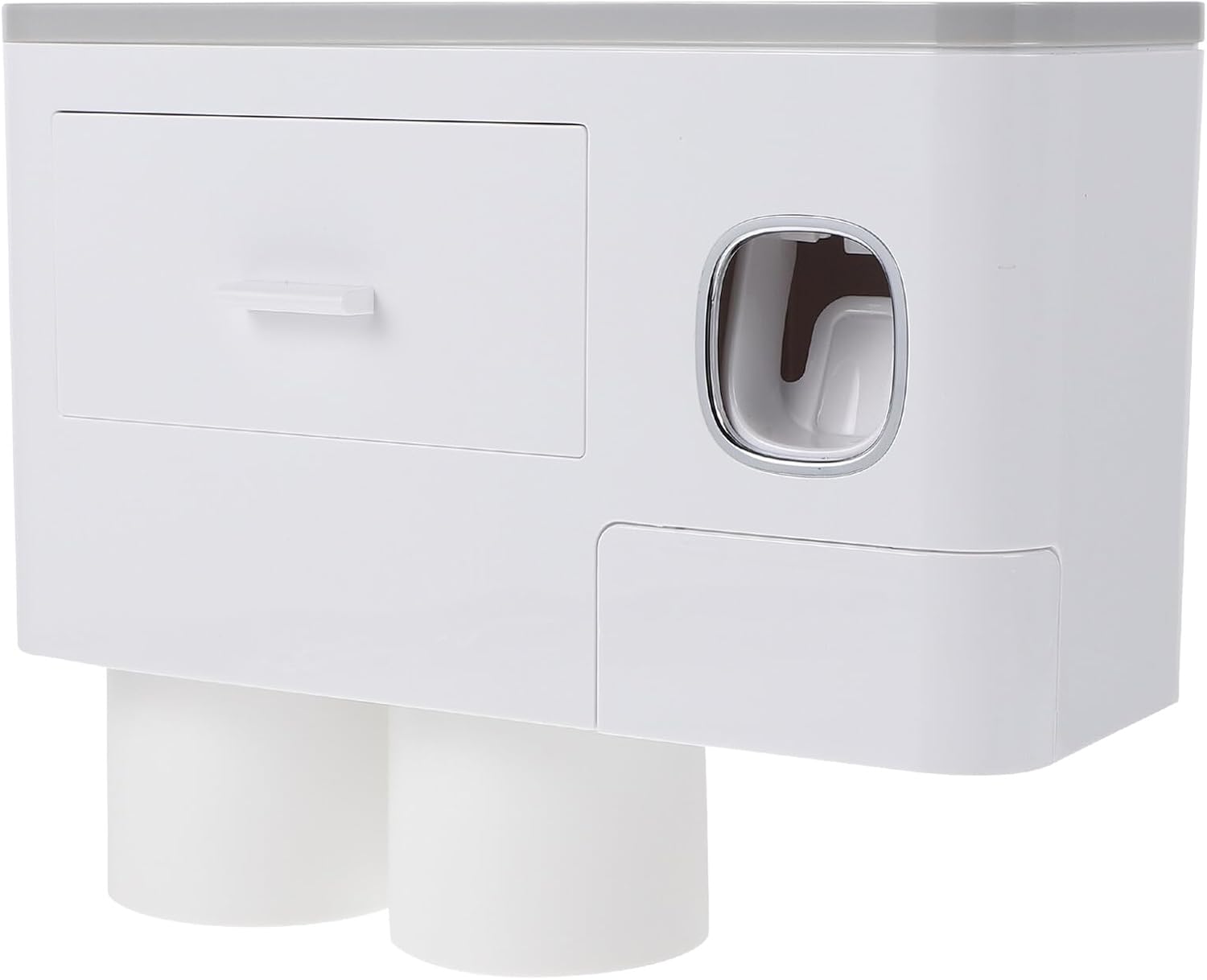 Punch Toothbrush Rack Wall Mounted with Cup and Space-Saving Bathroom Organizer for Adults Easy Installation and Storage Holder White